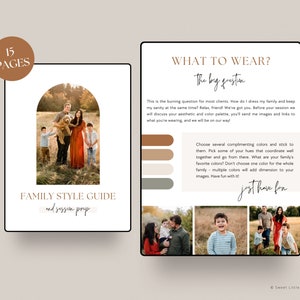 Photography style guide template for Canva, editable photography style guide, what to wear photography session, clothing guide for photo shoot