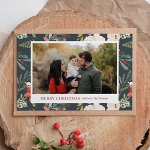 Weihnachtsfotokartenvorlage für Canva - Bearbeitbare Familienweihnachtskarte mit Fotos - Weihnachtskartenvorlage Sofort DOWNLOAD