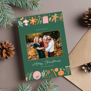 Gingerbread Christmas Card Template for Canva - Editable Christmas Photo Card - Printable Christmas Card Instant Download