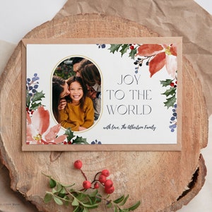 Modello modificabile per biglietto di Natale per tela - Modello per biglietto con collage di Natale