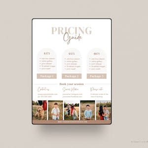 Photography Pricing Template for Canva - One Page Pricing Guide for Photoshop - Photography Sell Sheet - Printable Price Template download