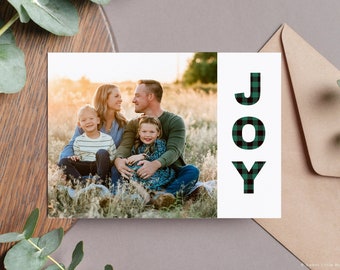Plaid Christmas Photo Card Template: Editable Holiday Card (Digital Download)