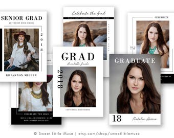 senior graduation announcement template bundle modern senior etsy