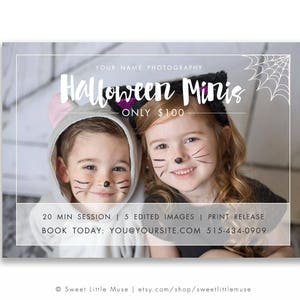 Halloween Mini Session Template for Photoshop, Halloween photography marketing template for Photographers