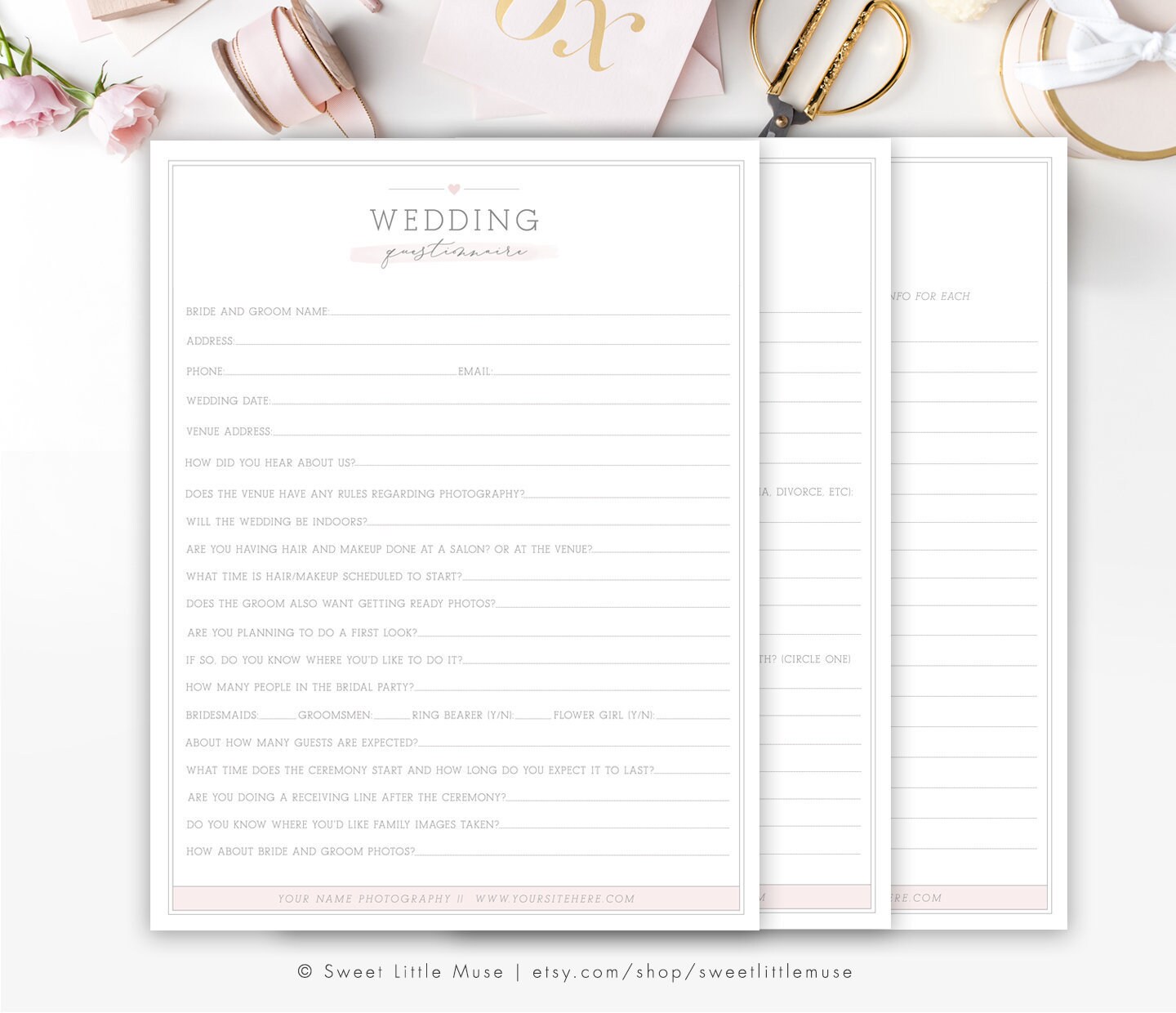 Wedding Photography Questionnaire Template Editable Wedding Etsy