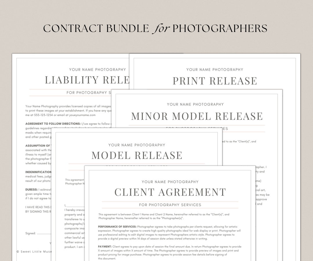 Photography Contract Template Model Release Template Photography Print