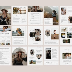 Senior photography client guide,modern senior photography marketing templates for canva, magazine template for photographers, seniorphotography magazine