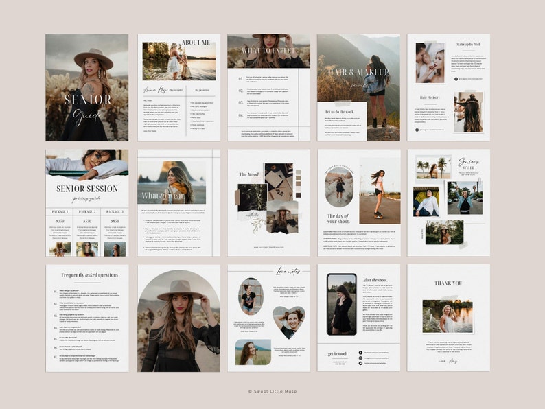 Senior photography client guide,modern senior photography marketing templates for canva, magazine template for photographers, seniorphotography magazine