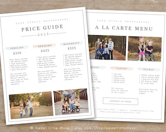 Photography Price List Template - Photography Pricing Guide - Photography Sell Sheet - Photoshop Template