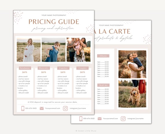 Printable Photography Price Template for Canva and Photoshop - Etsy