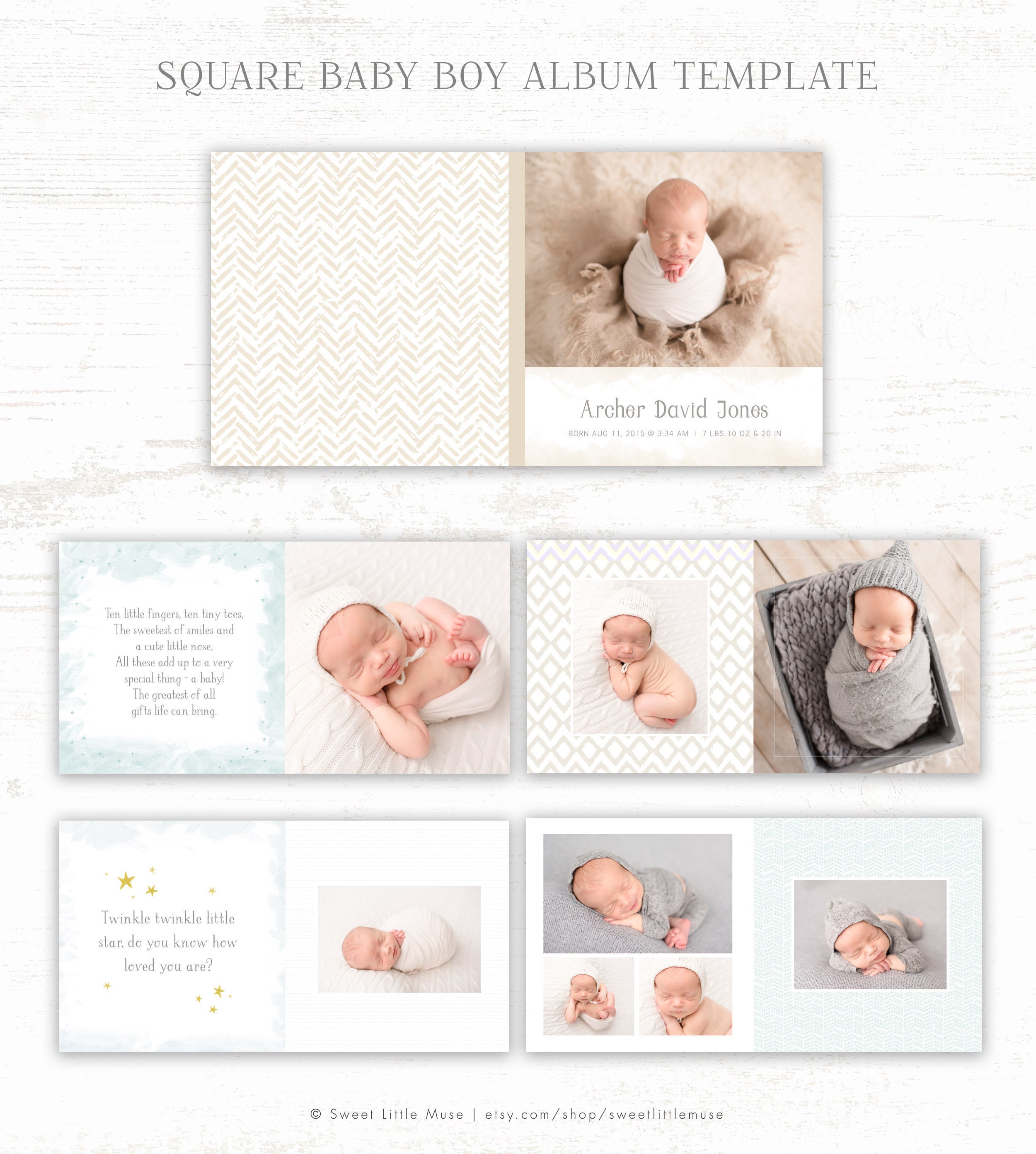 Printable Photo Book Template Baby Album Template for Photographers Baby  Book Template for Photoshop Baby Photo Album 