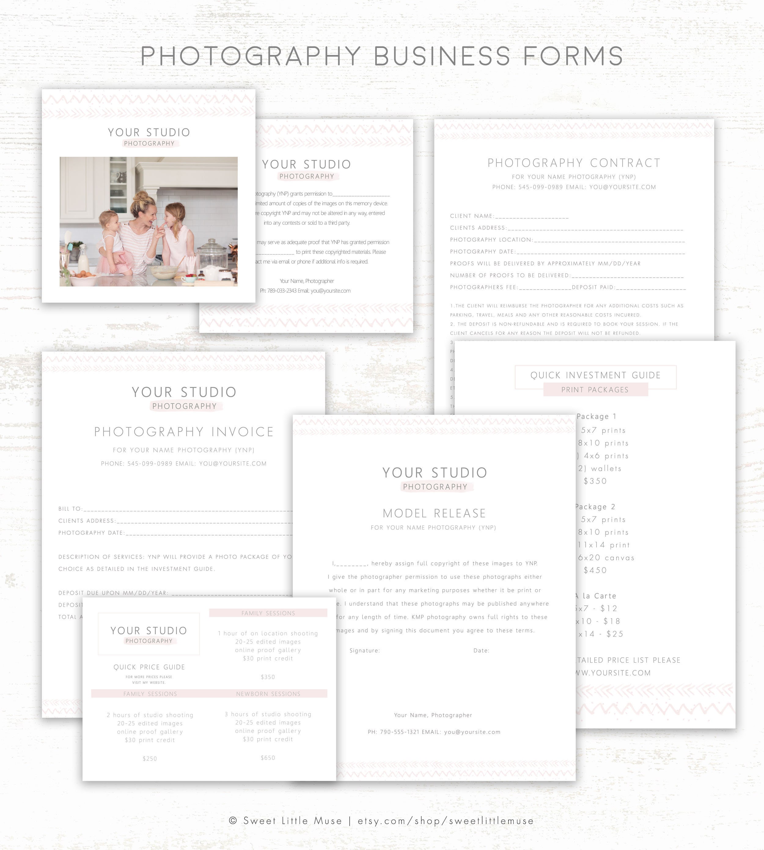 Photography Business Forms - Photography Contract Templates - Photography  Model Release - Photography Pricing Guide For Photography Business Forms Templates