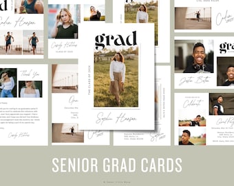 senior grad card templates Twin Graduation template for Photoshop and Canva cut panel Graduation Announcement Template - Senior
