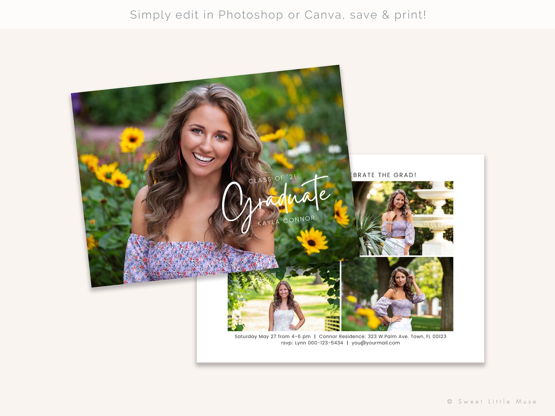 Senior Graduation Announcement Template Senior Card Template - Etsy