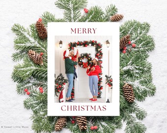 Minimalist Christmas Photo Card Template: Editable Canva Holiday Card (Digital Download)