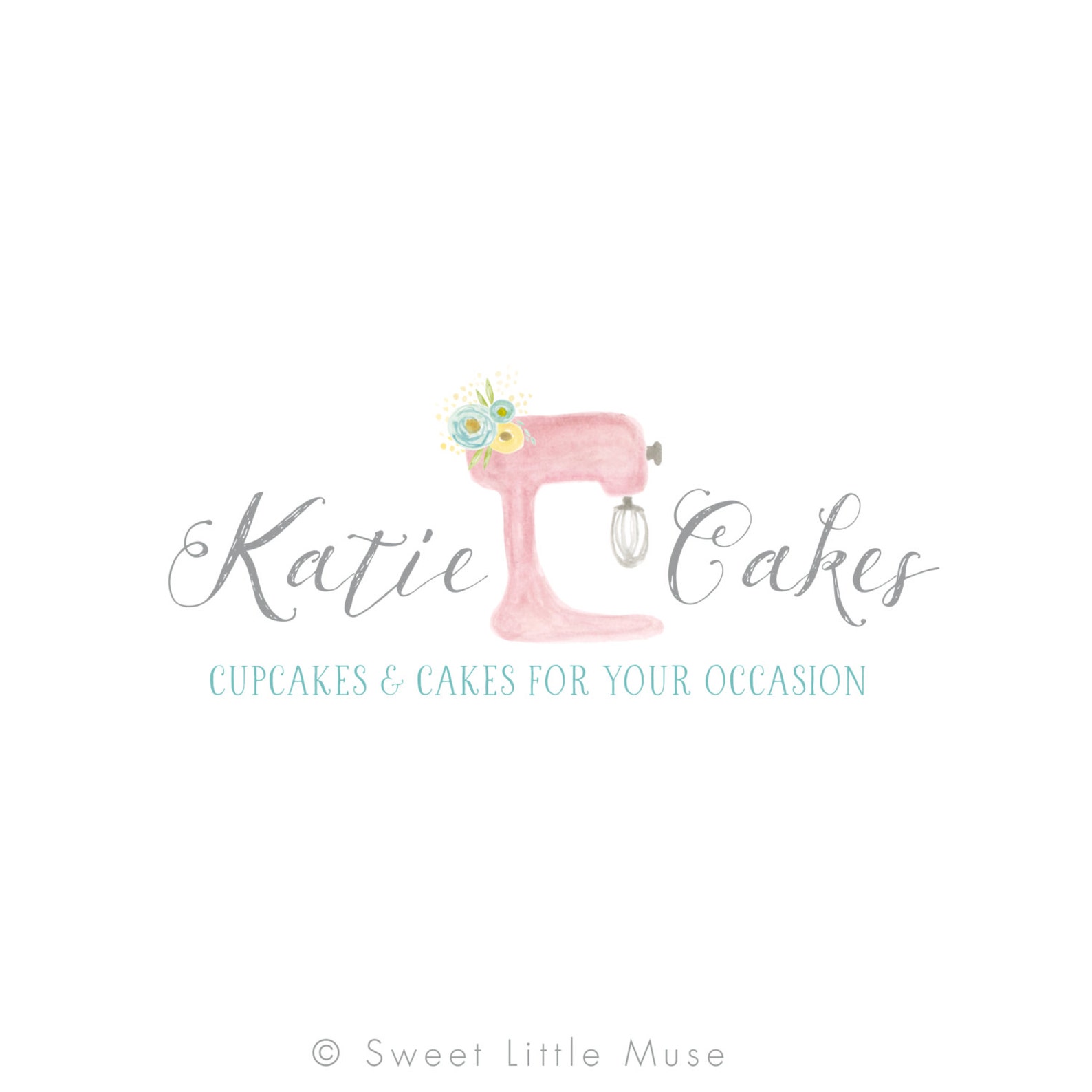Bakery Logo cake mixer Logo hand painted watercolor logo Etsy