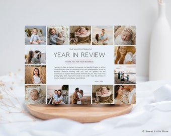Year in Review Card template for photographer, business year in review holiday card, year in review christmas newsletter for canva printable