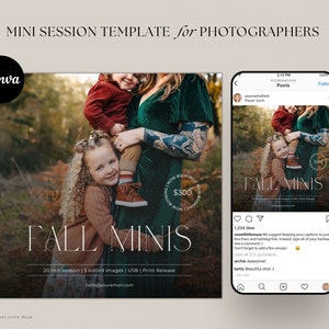 Fall Mini Session Template for Canva - Editable Fall Mini Session Instagram Template for Photographers, instant download, Instagram Facebook