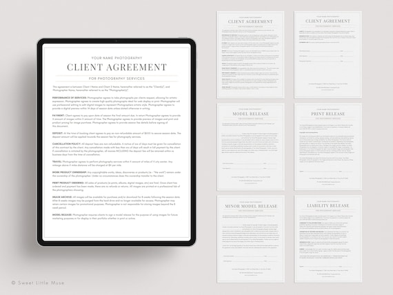 Photography Contract Template: Model Release, Client Agreement (Canva, Photoshop)