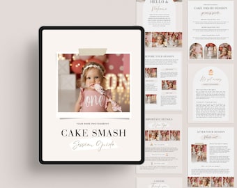 Cake Smash Session Guide Vorlage: Fotografie Marketing (Canva Editierbar, Sofort Download)