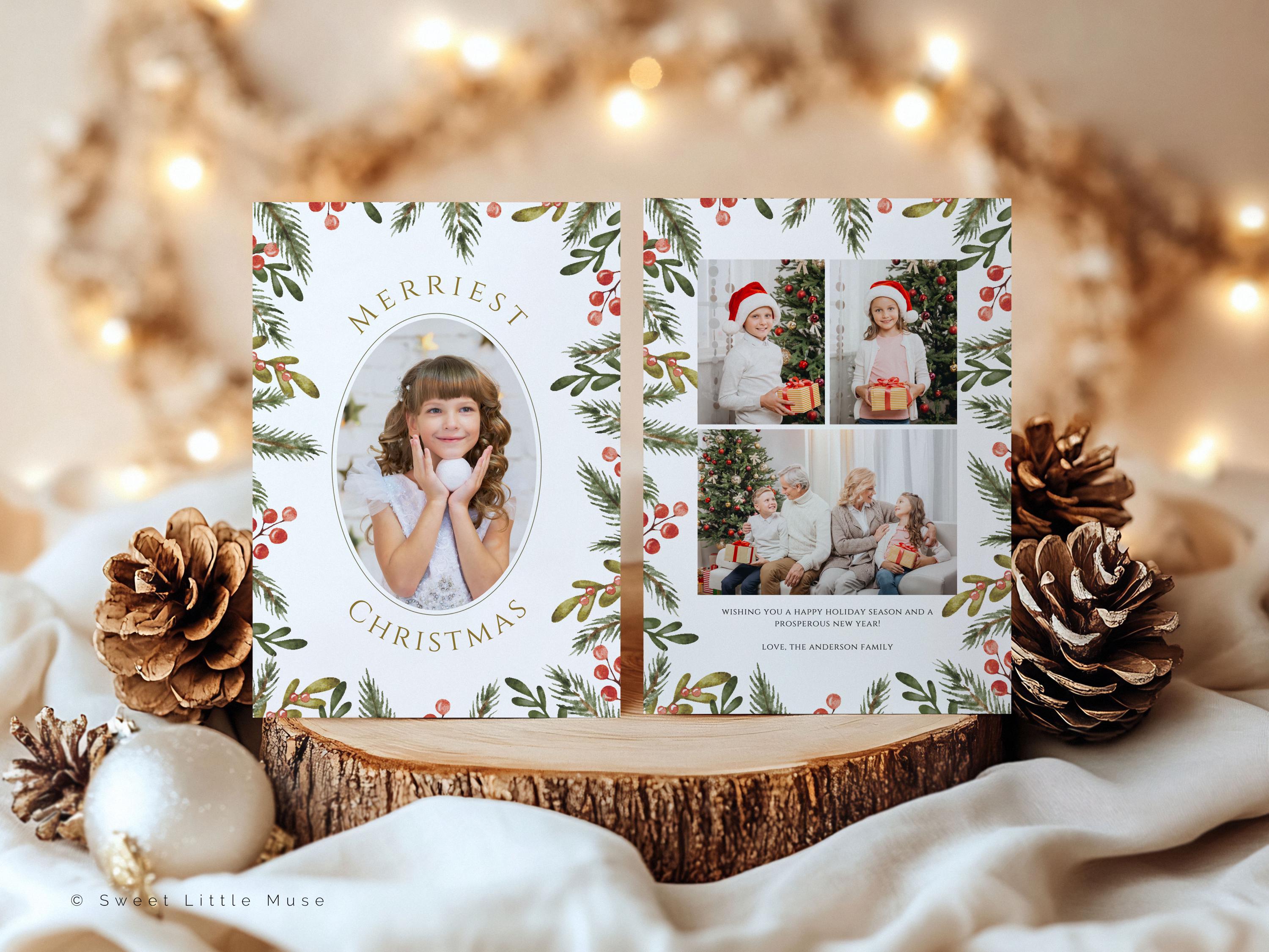 Photo Christmas Card Template: Editable Canva Holiday Card (digital ...