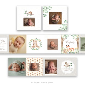 Accordion Template for photographers - Birth announcement  - gender neutral mini accordion template