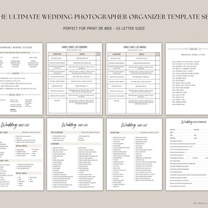 Wedding Photographer Timeline Template for Canva Wedding Shot List