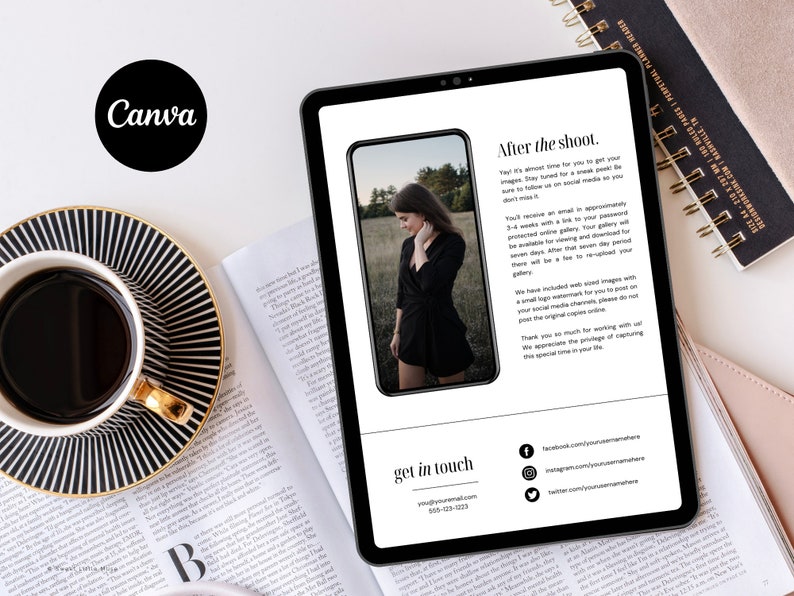digital senior photography guide, template for canva, photography templates, senior styleguide, printable canva template, sweetlittle muse