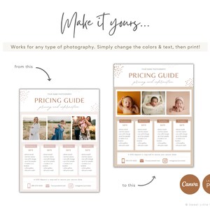Printable Photography Price Template for Canva and Photoshop - Etsy