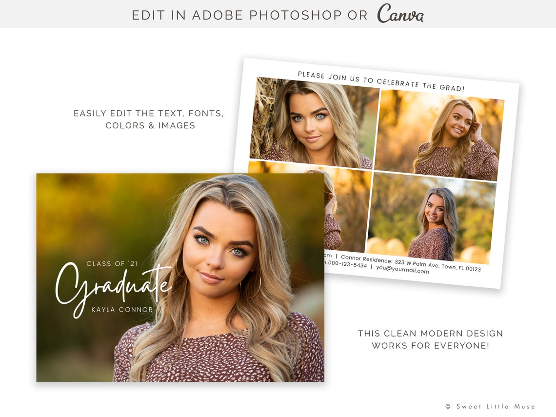 Senior Graduation Announcement Template Senior Card Template - Etsy