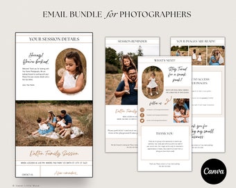 Photography Email Template Bundle for Canva - Email Reminder Templates for photographers - Canva Photography Templates - digital newsletter