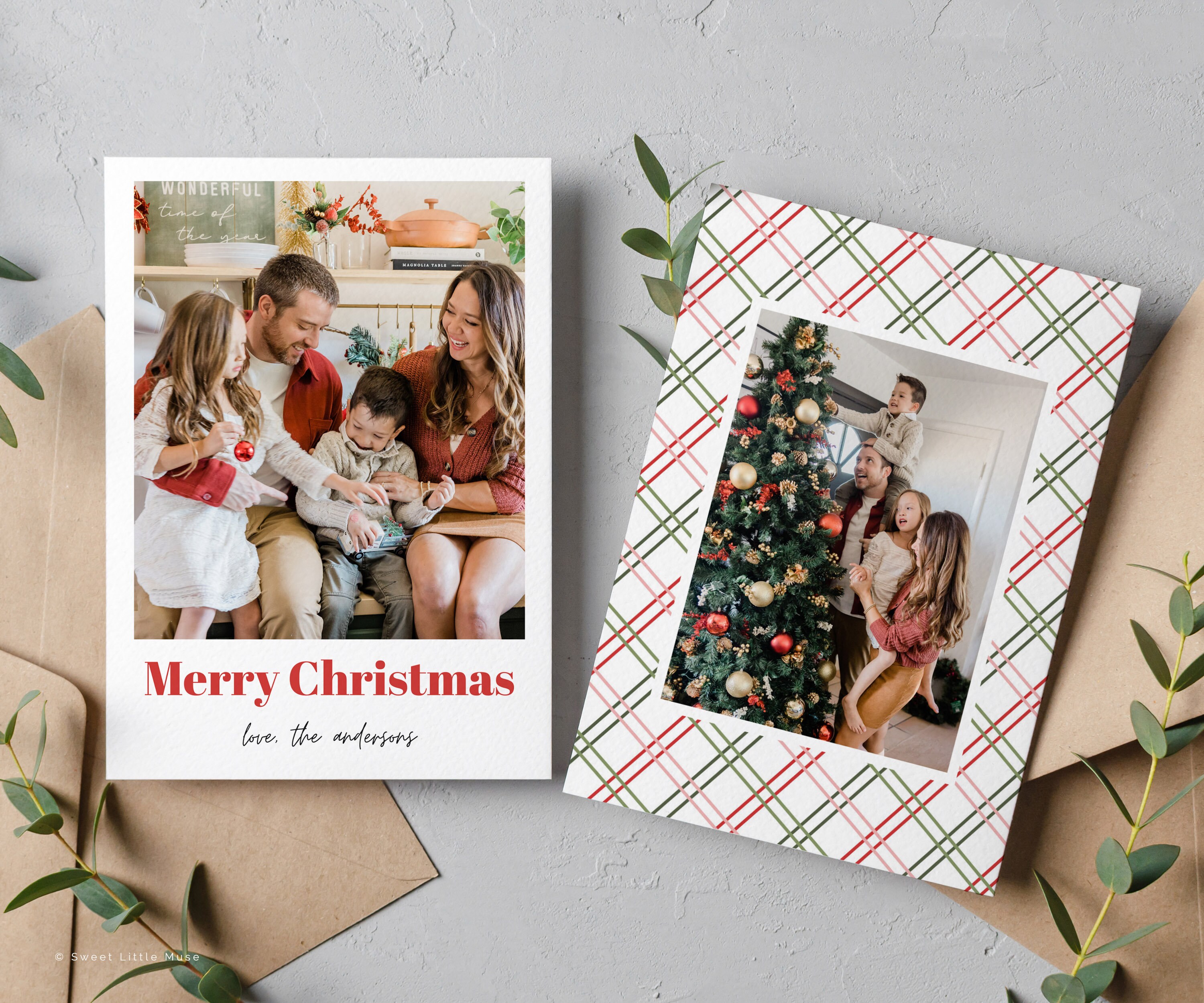Plaid Christmas Card Template: Editable Canva Design (digital Download ...