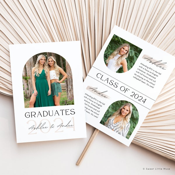 Twins Graduation Announcement template - Twin Senior Graduation Card for Canva - Printable Senior Graduation Announcement, Instant Download