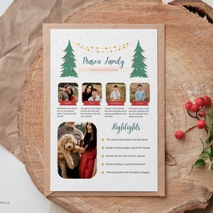 christmas card template with photos, canva christmas card template, family newsletter template five photos, family of four holiday card template, christmas photo cards