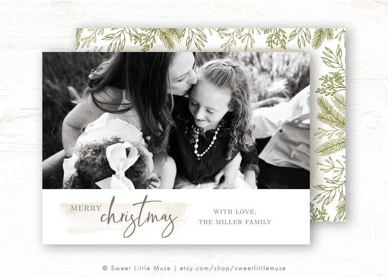 Organic Christmas Card Christmas card template Photo Christmas Card Template Holiday card template