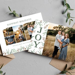 Printable Christmas Card Template for Canva, customizable christmas cards, Holiday Photo Card template, instant download card templates