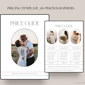 May include: A pricing guide for photographers with three different packages: Luxury, Glamour, and Opulence. Each package includes one hour session, two studio set ups, edited images, online gallery, print release, and a print credit. The prices are £300, £400, and £600 respectively.