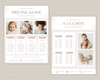 Printable Photography Price Template for Canva and Photoshop - Photography Pricing Guide - Printable Price Guide for photographers editable