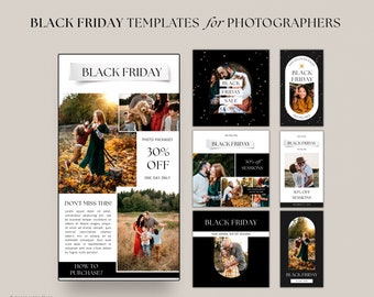 Black Friday Templates for Photographers - Black Friday Sale Instagram templates for Canva - Black Friday Promo email  instant download