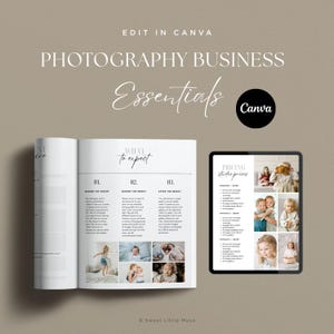 Plantillas de fotografía: Guías de contratos, clientes y precios (Canva editable, descarga instantánea)