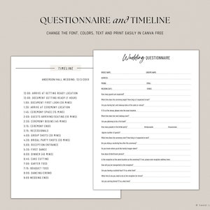 Wedding Photographer Timeline Template for Canva Wedding Shot List