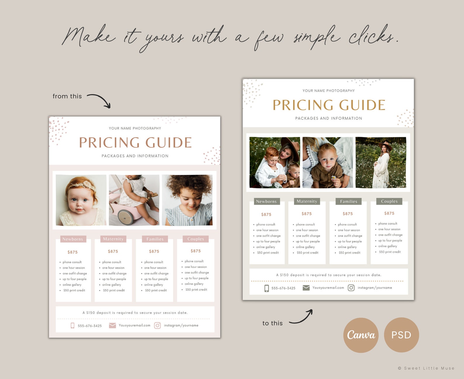 Printable Photography Price Template for Canva and Photoshop - Etsy