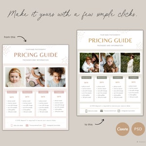 Printable Photography Price Template for Canva and Photoshop - Photography Pricing Guide ...