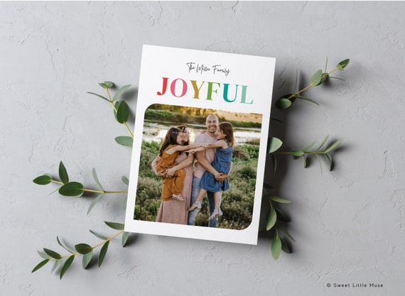 Colorful Christmas Card Template: Editable Holiday Photo Card (Canva)