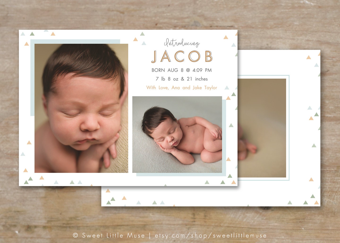 Modern Birth Announcement Template boy birth announcement Etsy