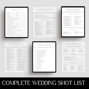Wedding Photographer shot list template Canva - Wedding Photographer Organizer - Wedding Photography Timeline Template Editable Printable