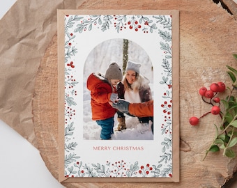 Editable Christmas Canva Card Template, Christmas Editable Card, Christmas Printable Card, Christmas Editable Photo Card, instant download