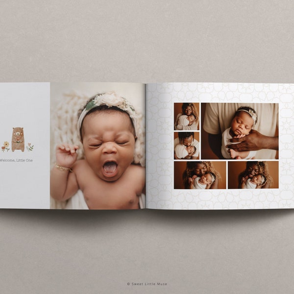 Baby Album Template for Canva - Baby Photo Book Template for Canva - Gender Neutral Baby Album m - Editable Baby Book for Canva