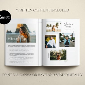 written content included, senior photography guide, what to expect client guide, senior style guide, senior photography marketing magazine template for canva, instant download, written content included