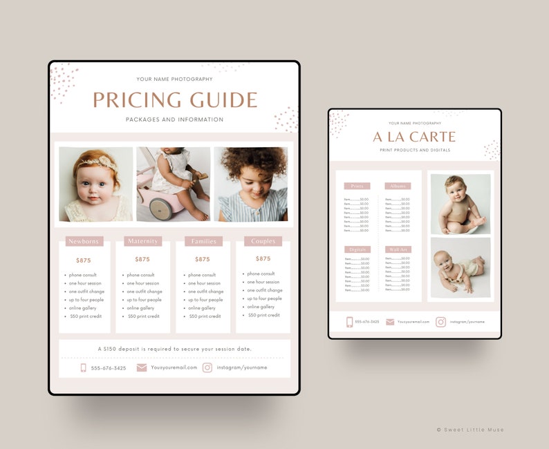 Photography Pricing Guide Template: Canva & Photoshop (8.5x11) (digital ...
